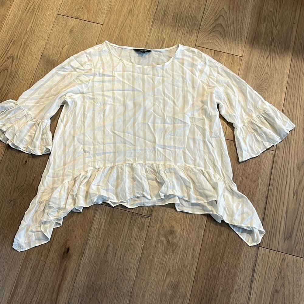SIMPLY VERA WANG | striped shark bite blouse, size large